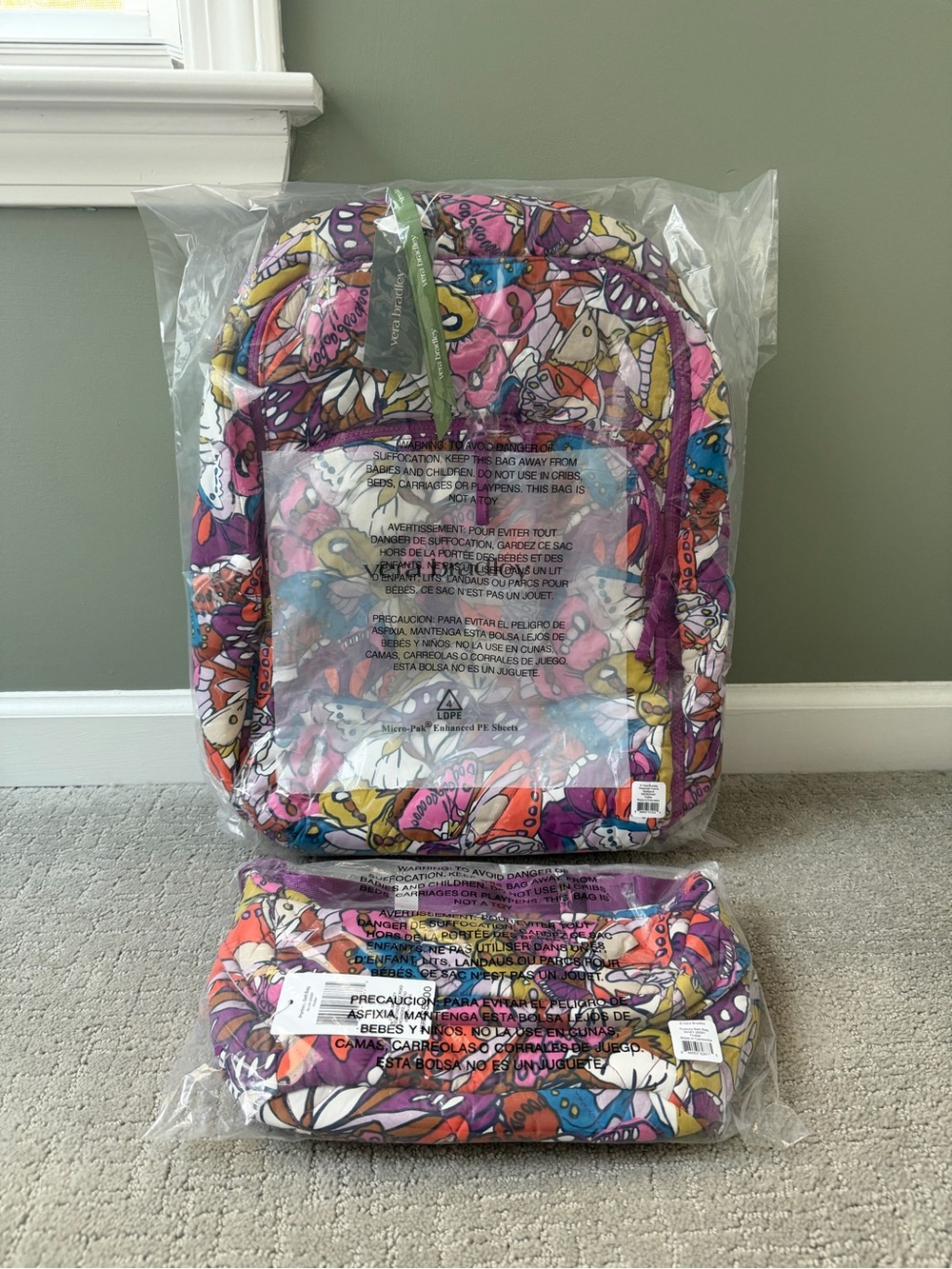 Vera Bradley set - Westover Hybrid Backpack & Portnoy Belt Bag - Flutter print - Picture 2 of 16